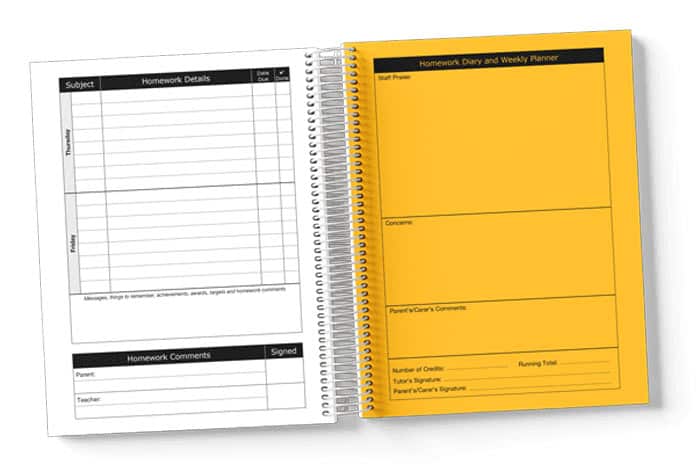 Homework pages school planner