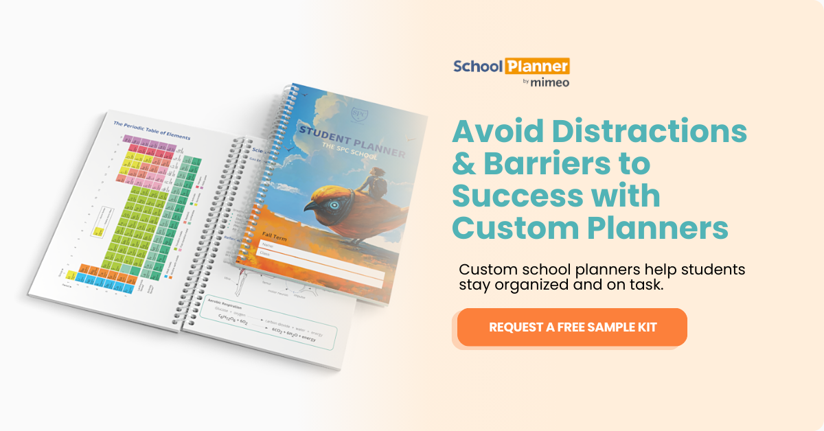 An example of a custom school planner as an example of a way to overcome barriers to student success