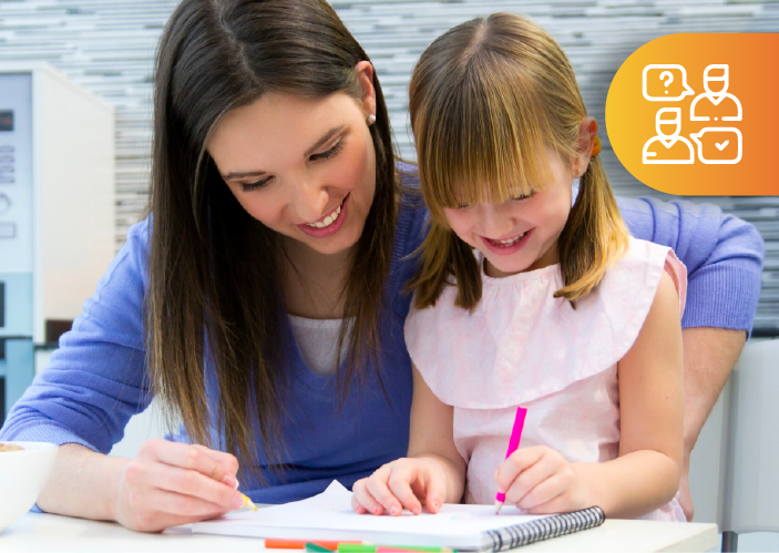 Teacher and student using planner