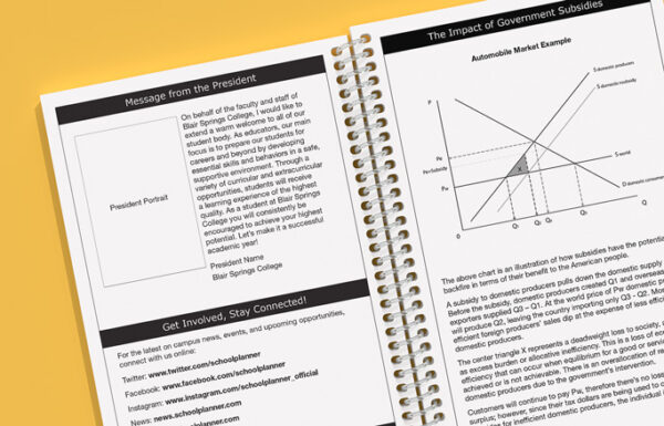 Printed college planner