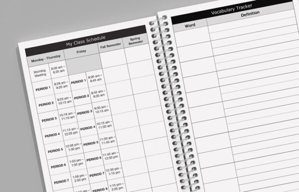 Printed middle school planner