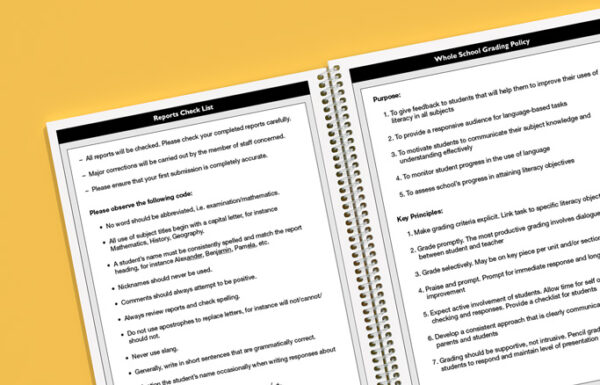 teacher planner grading policies