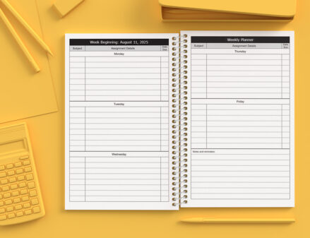custom school planner for elementary school students