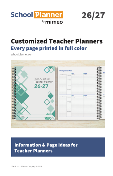 catalog of customization options for custom teacher planners