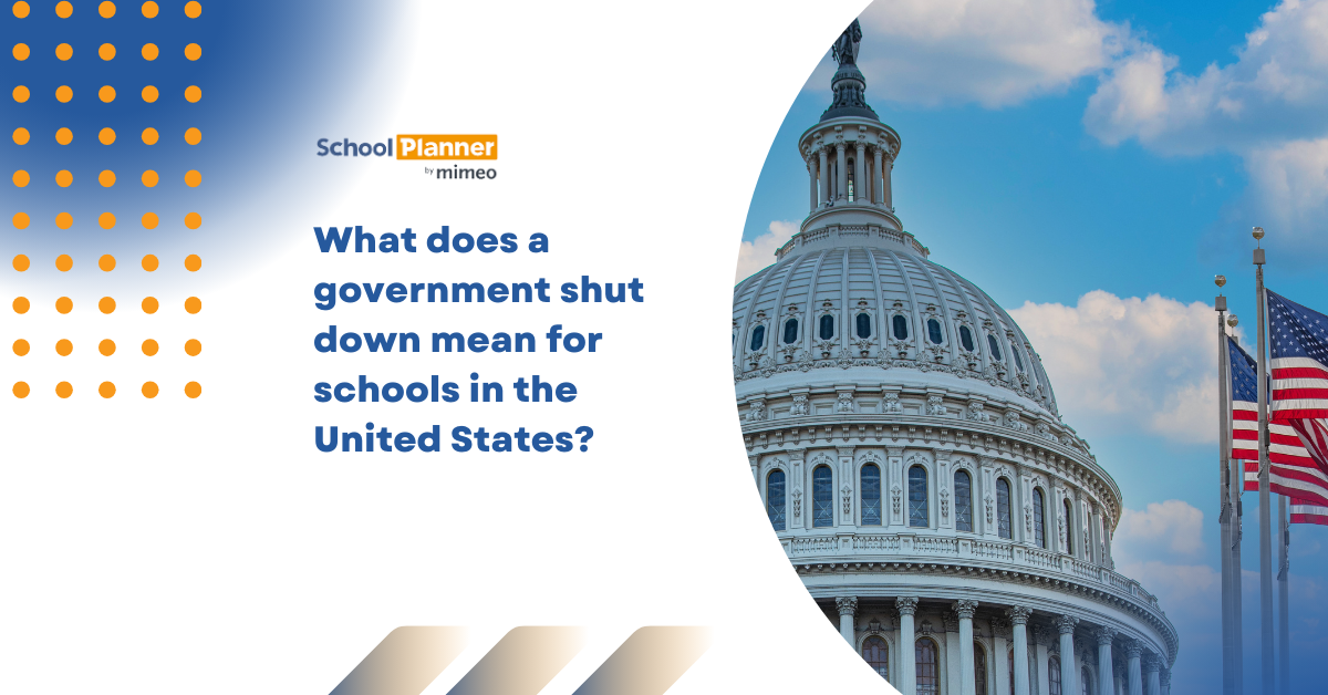 graphic showing a blog post for info on school funding during a government shut down