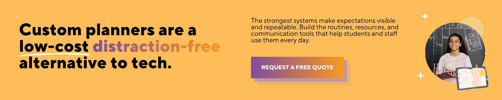 Request a free custom planner quote from the School Planner Company
